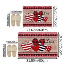 1 pièce Paillasson en forme de cœur à carreaux rouges et noirs imprimé éponge pour la Saint-Valentin, tapis de bain pour anniversaire de mariage et vacances, tapis d'entrée doux, absorbant et antidérapant pour la décoration de la maison