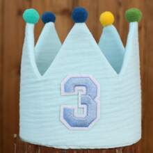 Handmade 1st Birthday Party Decorative Hats, Cute Birthday Crown Party Pom Pom Hats In Pink, Blue, White, Green, Macaron, Orange, Handmade
