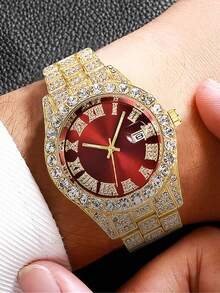 1 套男士 6 件/盒幸运石英表，休闲商务运动风格手表，生日毕业礼物 - 金色 - 查看 5