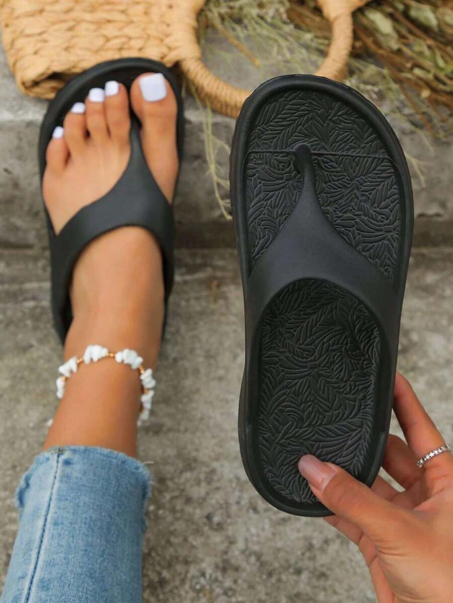 凉鞋 EVA 加厚家居户外柔软轻便卡通可爱拖鞋 - 黑色 - 查看 1