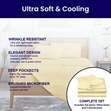 Luxurious Super Soft 4-Piece Bamboo Sheet Sets - Multiple Colors & Sizes Available - Cream - View 7
