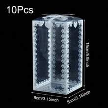 10pcs Transparent Plastic Gift Boxes For Wedding Party, White Bowknot , 4 Sizes Romantic Wedding Gift Boxes, Small Business Supplies, Packaging Box, Wedding Decor, Gift Boxes, Wedding Supplies, Wedding Favors Valentine's Day - Multicolor - View 13