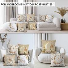 4pcs Ramadan Crescent Moon Lantern Print Throw Pillow Covers, 45*45cm - Multicolor - View 9