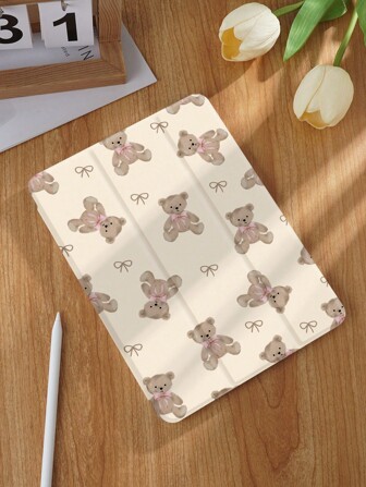 Bear Pattern Tablet Protective Case,Compatible With IPad 9.7/10.2/10.5/10.9/12.9/Pro 11, 10th Gen,Compatible With Samsung Galaxy Tab S6 Lite 10.4 Inch,Compatible With Kindle Paperwhite 12th Gen 2024,Kindle (11th Generation) 2022 Release,Kobo Clara Colour,Soft Anti-Fall Protection,Smart Stand/Automatic Wake Up/Sleep