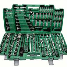 46 Pcs Ratchet Wrench Socket Set, 1/4" Drive, Chrome Vanadium Steel Handtools Kit For Auto Repair And Household Use, Metric System, Pre-Assembled, Manual Operation, With Carrying Case - Multicolor - View 2