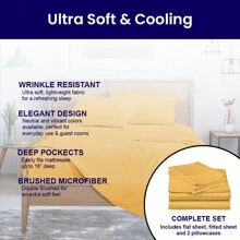 Luxurious Super Soft 4-Piece Bamboo Sheet Sets - Multiple Colors & Sizes Available - Gold - View 7