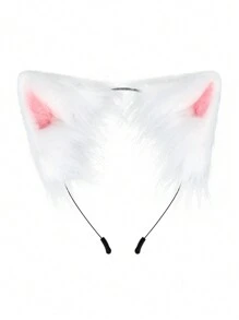 1 套毛绒猫耳朵头带，可爱毛绒狐狸耳朵角色扮演配饰，动漫道具和派对舞台装饰，狐狸耳朵头饰万圣节