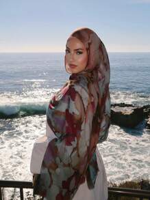 1pc Tie Dye Tie Dye Wavy Pattern Casual Long Robe, Elegant, Lightweight, Refined Fabric & Craftsmanship, Graceful High-End Cardigan Abaya - Abaya - View 14