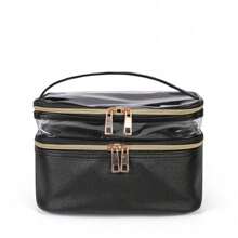 Large Double Layer Toiletry Cosmetic Bag Portable Storage Pouch Travel Zipper Makeup Organizer - C - View 7