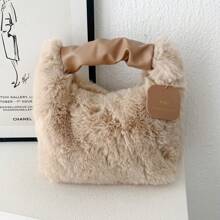 1 buc Geantă de machiaj la modă de înaltă calitate, geantă de mână de pluș, geantă de depozitare pentru cosmetice pentru femei, geantă de machiaj pentru femei, genți de călătorie pentru doamne, pentru cadouri de ziua de naștere pentru femei, geantă organizatoare de pluș, geantă de călătorie pentru doamne