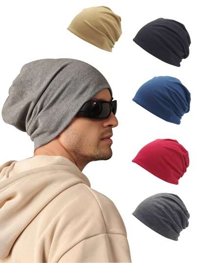 2 Stück Herren Mehrfarbige Baggysweiche, warme und bequeme stilvolle Beanie Mütze für leichtes Laufen Herren Damen Herbstoutfit