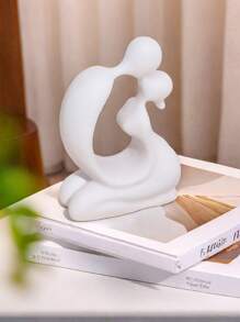 1pc Resin Couple Decorative Ornament, Love Statue Kissing Couple Abstract Sculpture Statue, Ceramic Endless Love Ornament, Home Decoration Figurine, Valentines Gift White Valentine's Day Birthday