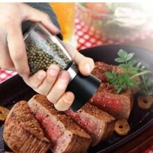GLASS SPICE GRINDERS WITH PREMIUM STAINLESS STEEL DETAIL - BLACK LID Salt Pepper Grinder - 黑色 - 查看 8