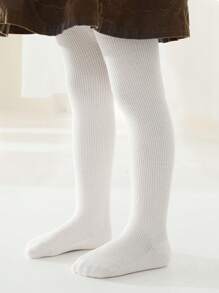 1 Pair Of Pantyhose, Solid Color Series Fall/Winter Pantyhose Girls' Leggings Plus Fleece Thickened Baby Tights For Warmth.