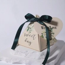 20 hộp giấy đựng quà cưới Rustic "A Sweet Day", hình kim tự tháp tam giác kèm thiệp, ruy băng, túi thơm, bao bì cho ngày lễ tình nhân, trang trí bàn tiệc kỷ niệm cho khách - Nhiều màu - Xem 10