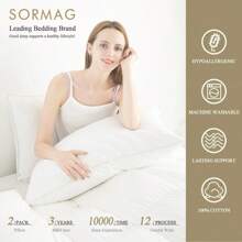 2/4Pack Bed Pillows For Sleeping Queen Size 20" X 30" Hypoallergenic Pillow For Side And Back Sleeper Soft Supportive Hotel Collection Pillows Set Of 2/4 Pack Down Alternative Cooling Pillow For Bed Hotel Collection Queen Size Soft Bed Pillow For Adult - trắng - Xem 7