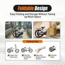 Rainaut 20-Inch Foldable Bike With 7-Speed Gears, Disc Brakes - Lightweight Aluminum Alloy, Easy Storage Folding Bike Foldable Bicycle With 7 Speed Gears 20-Inch Wheels Easy Folding City Bicycle With Disc Brake, Front And Rear Fendersfor Men & Women - trắng - Xem 3