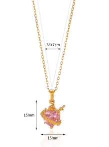 1 pièce Collier Cœur Immaculé de Marie Délicat Pendentif en Forme de Cœur Rose en Zirconium Chaîne en Acier Inoxydable Bijoux Catholiques Accessoires Mode pour la Saint-Valentin