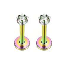 1 Pair Of 16G Stainless Steel Round Heart Five-Pointed Star Zirconia Lip Stud Nose Stud Lip Stud Monroe Lip Ring Spiral Earrings
