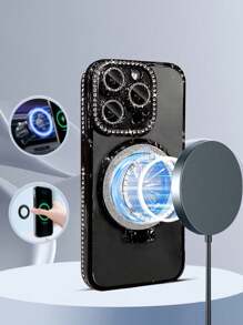 1 个闪光支架和水钻手机壳，兼容 11/14 Pro Max/15 Pro Max、17、17 Pro、17 Pro Max、16、16 Pro、16 Pro Max，支持无线充电