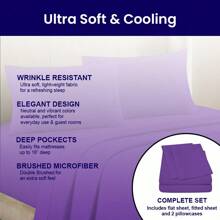 Luxurious Ultra Soft 4-Piece Bamboo Fiber Bed Sheet Set With Deep Pockets - Full Size - 蘭花 - 查看 6