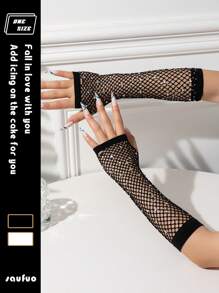 1 双女士优雅渔网婚礼季节时尚百搭手套婚礼情人节 - A - 查看 10