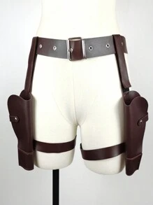 1 件西部牛仔枪套腰带角色扮演道具配件万圣节 - 彩色 - 查看 5