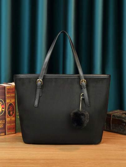 纯色简约大容量手提托特包