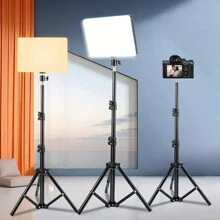 1pc Photography Fill Light, LED Diffused Lighting For Selfie, Live Stream, Adjustable 63" Tripod & Clip Holder Suitable For Photography, Video Recording, Live Streaming, Zoom Meeting, With Stand Selfie Light