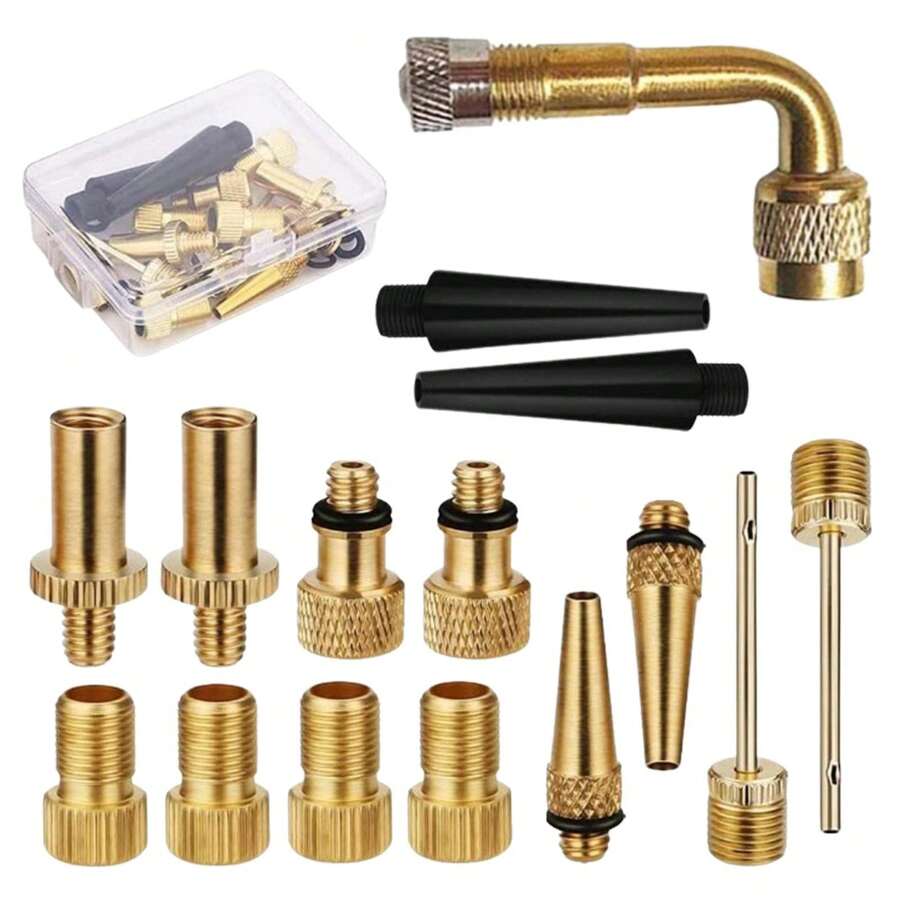 Bike Valve Adapter Kit - Bicycle Tire Valve Adapter - DV AV SV Tire Valve Adapter Kit, Ball Needle Filler And Accessories For Bike Tire Air Compressors