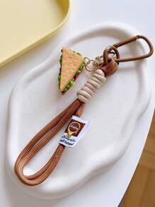 迷你仿制食品钥匙扣 手工 PVC 仿真羊角面包钥匙链 可爱钥匙圈吊坠 三明治热狗汉堡仿真吊坠钥匙链 钥匙圈吊坠汉堡手工饰品 可挂在包包钥匙上 女士新奇钥匙扣配件，芝士汉堡汽车钥匙扣 - 彩色 - 查看 4