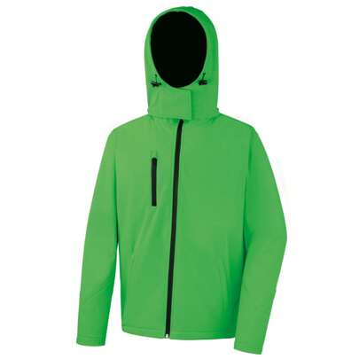Result Core Mens Lite Hooded Softs Jacket (Vivid Green/Black) - 93% Polyester/7% Elastane