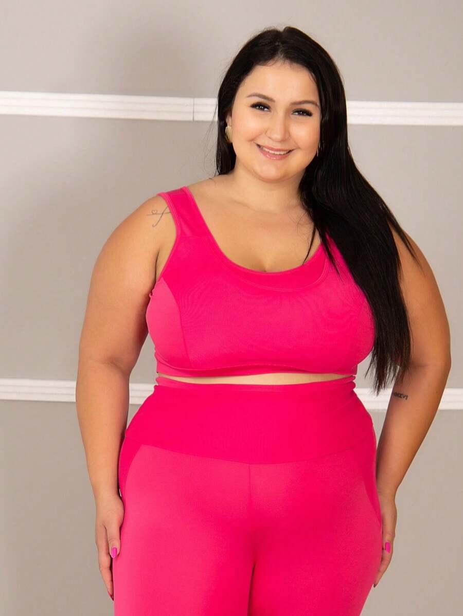 Top Feminino Fitness Plus Size 11205 - 粉色 - 查看 1