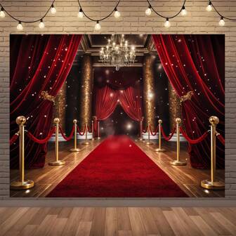 1 件红地毯背景照片道具、派对墙壁装饰、生日派对背景装饰、生日派对装饰