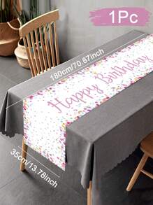 1pc 35*180cm Colorful Dot Style Happy Birthday Table Runner, Birthday Babe Shower Party Family Holiday Party Decoration Supplies, Room Table Decoration Supplies, Table Cloth Table Cover - Happy Birthday - View 8