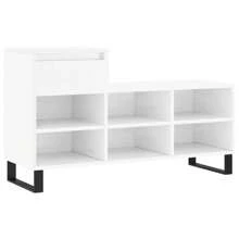 Sleek High Gloss White Shoe Cabinet Engineered Wood Storage Solution 100 Cm - White - View 2
