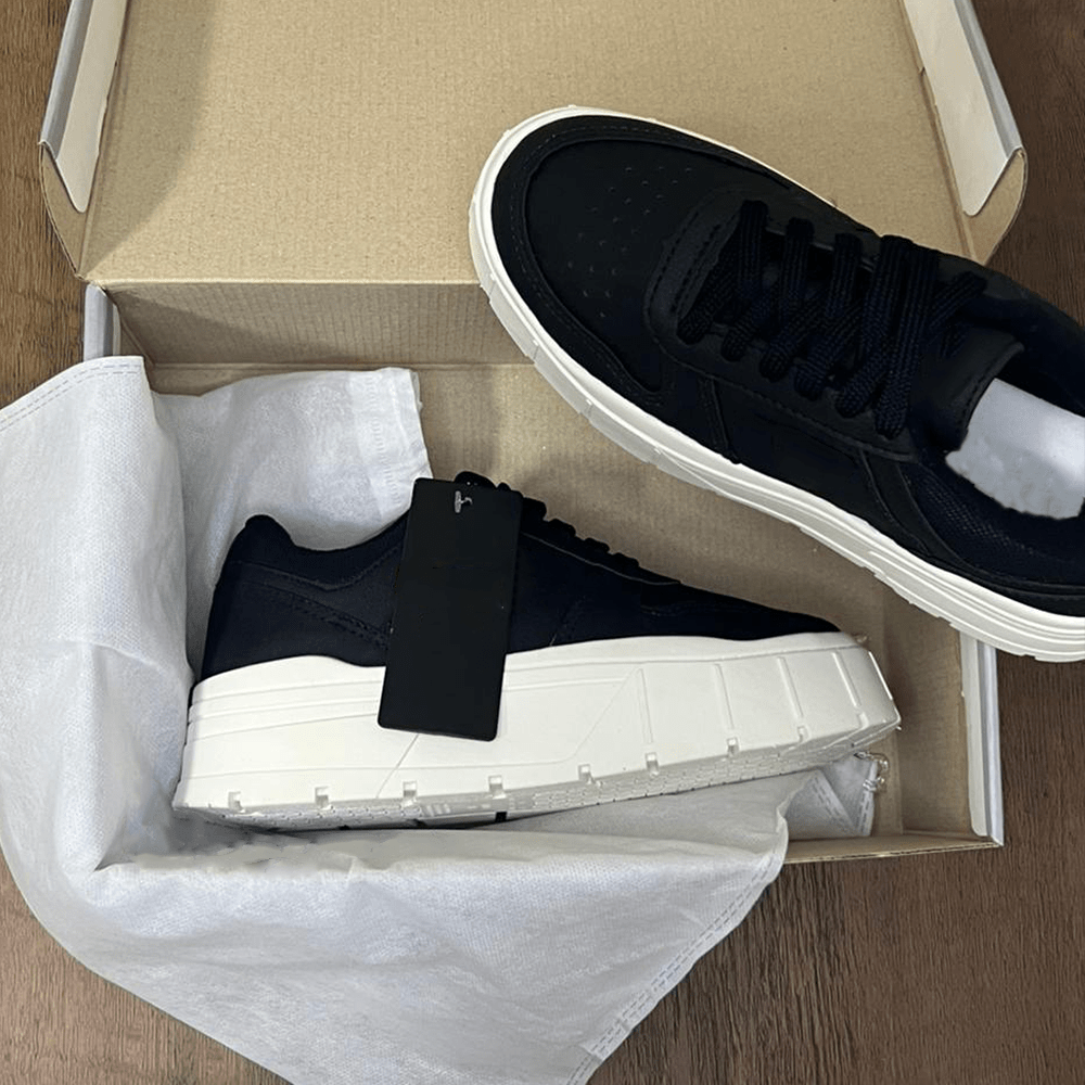 Tênis Moretto Pra'da Feminino Casual Lançamento 2024 2025 Confortável Plataforma Preto Bege