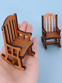 1:12 Scale Doll House Miniature Furniture Vintage Rocking Chair, Wooden Stool, Home Decor Ornament, Retro Nostalgia Rocking Chair, New Chinese Style Chair Miniature Model, European Retro Wooden Rocking Chair, Micro Landscape Decor Accessories