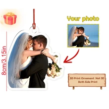 Personalized Valentine's Day Gift For Him Her Boyfriend - Custom Acrylic Photo Car Hanging Ornaments, Personalized Car Rear View Mirror Accessories With Picture - 8cm/3.15in Special-shaped Car Pendant - View 14