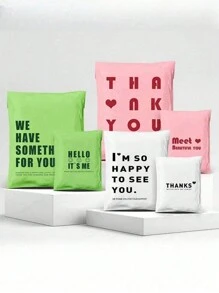 Shipping Bags, Strong Adhesive Mailing Bags, English Thicken Waterproof Express Delivery Bag Multipurpose Envelopes, Multi-Size Suitable For Clothing, Small Business, Boutique, Various Items Packaging Valentine's Day - Multicolor - View 4