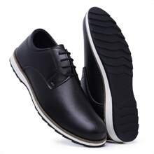 Men's Oxford Casual Lace-Up Dress Shoes In Black - 黑色 - 查看 4