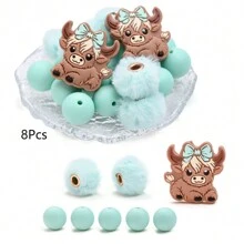 8-63 cái/bộ Con Bò Mini Hoạt Hình Dễ Thương, Hạt Tròn Bằng Silicon, Hạt Lông Thỏ Giả, Bộ Làm Trang Sức Tự Làm Dùng Cho Bút Đính Hạt, Móc Chìa Khóa Ngọc Trai, Vòng Tay - Nhiều màu - Xem 15