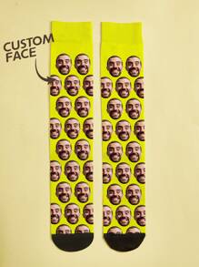 1pair Custom Face Knee High Socks, Custom Face Socks, Custom Photo Sock, Custom Printed Socks, Personalized Funny Face Socks, Custom Picture Socks, Put Any Face On The Socks, Anniversary Gift, Valentine Gift, Birthday Gift, Wedding Gift, Mother's Day Gift, Father's Day Gift, Best Friend Gift, Gift For Mom/Dad, Gift For Girlfriend/Boyfriend, Gift For Her/Him