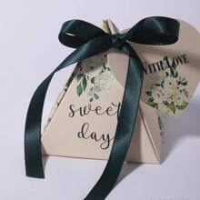 20 hộp giấy đựng quà cưới Rustic "A Sweet Day", hình kim tự tháp tam giác kèm thiệp, ruy băng, túi thơm, bao bì cho ngày lễ tình nhân, trang trí bàn tiệc kỷ niệm cho khách - Nhiều màu - Xem 6