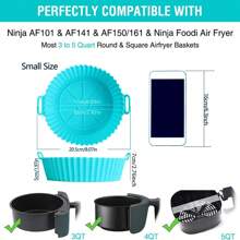 3 件空气炸锅硅胶内衬、8 英寸空气炸锅内衬、空气炸锅烤盘、专用烧烤盘、硅胶空气炸锅篮内衬、可重复使用的空气炸锅锅烤箱内衬烤盘、空气炸锅硅胶垫配件厨房