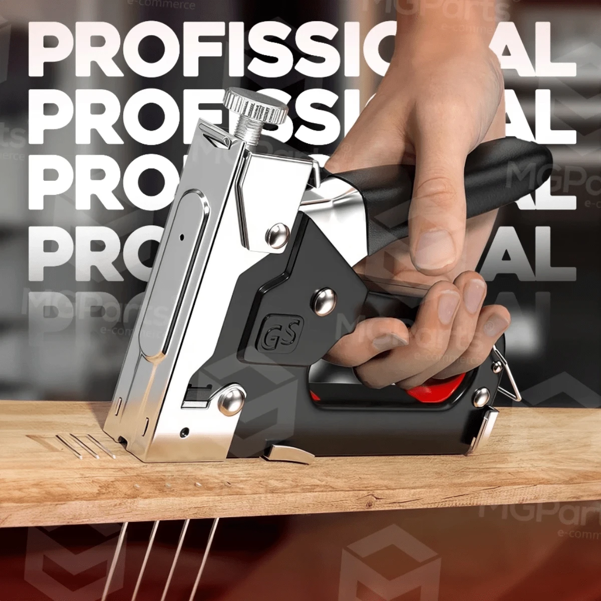 Grampeador Tapeceiro Profissional Grampo Artesanato Estofados Madeira Manual Tapeçaria Alta Pressão 3 em 1 Resistente - Multicolorido - Visão 1