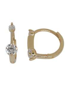 1 Pair Sterling Silver Simple & Delicate Rhinestone Decorated Small Hoop Earrings For Girl - one-size - View 6