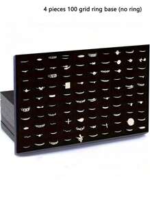 1个/4个黑色天鹅绒戒指托盘，36/100格珠宝戒指展示收纳盒，插片式（无外盒），高端零售展示及个人使用 - 珠宝制作展示及包装用品 - 黑色 - 查看 11