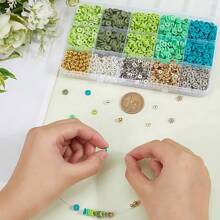 1350/4050+Pcs Clay Beads Jewelry Making Kit,Friendship Bracelet Kits Clay Flat Round Golden Silver Beads Flower Spacer Beads For Jewelry Bracelets Making Supplies DIY Crafts - Multicolor - View 3