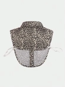 1pc Women Fashion Detachable Leopard Print Collar, Brown Tone